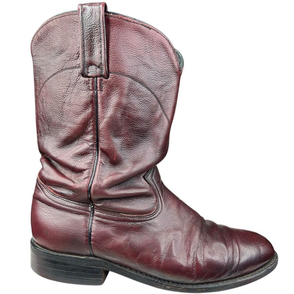 Vintage Dan Post Men’s Black Cherry Slouch Cowboy Boot Size US 9.5 D